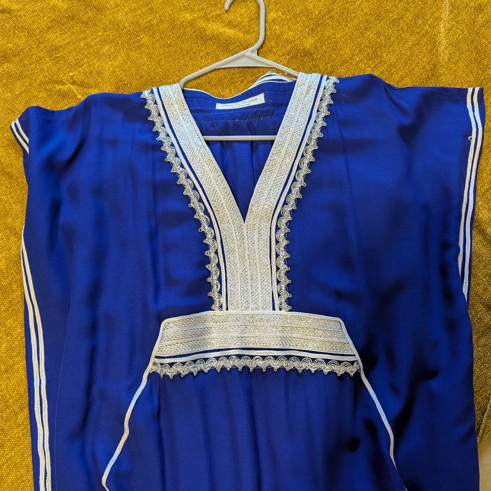 Blue Dress with Silver Embellishments